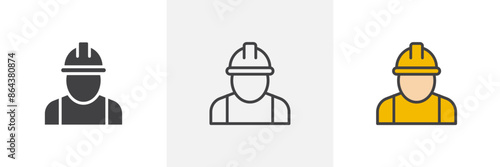 User helmet safety icon symbol collection on white background.