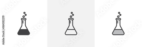 Flask icon symbol collection on white background.