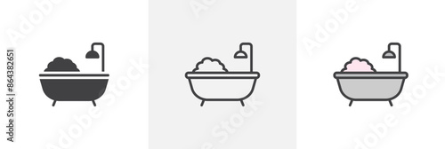 Bath icon symbol collection on white background.