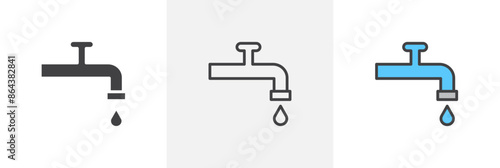 Faucet drip icon symbol collection on white background.