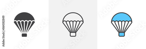 Parachute icon symbol collection on white background.