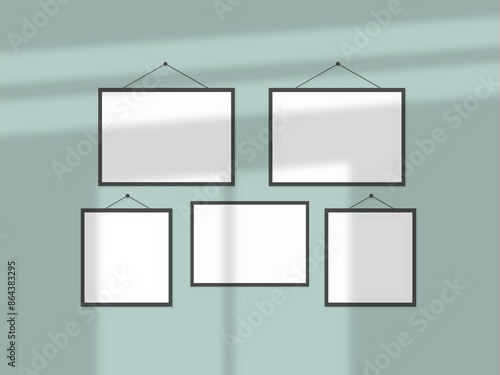 Picture frame on a wall frame. Blank Mockup