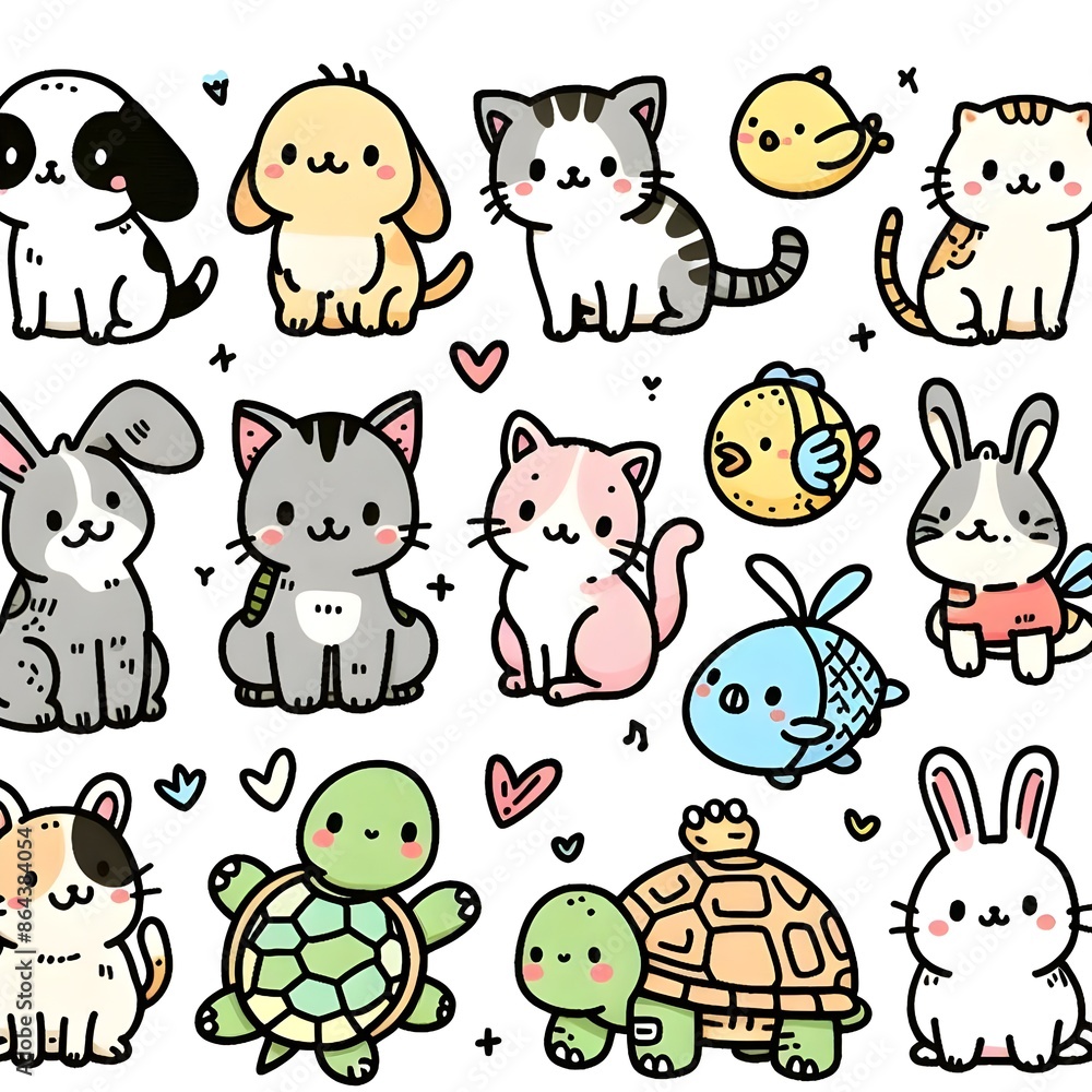 Fototapeta premium set of pet animals