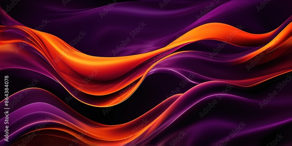 Fototapeta premium Abstract dark purple orange wavy background cover