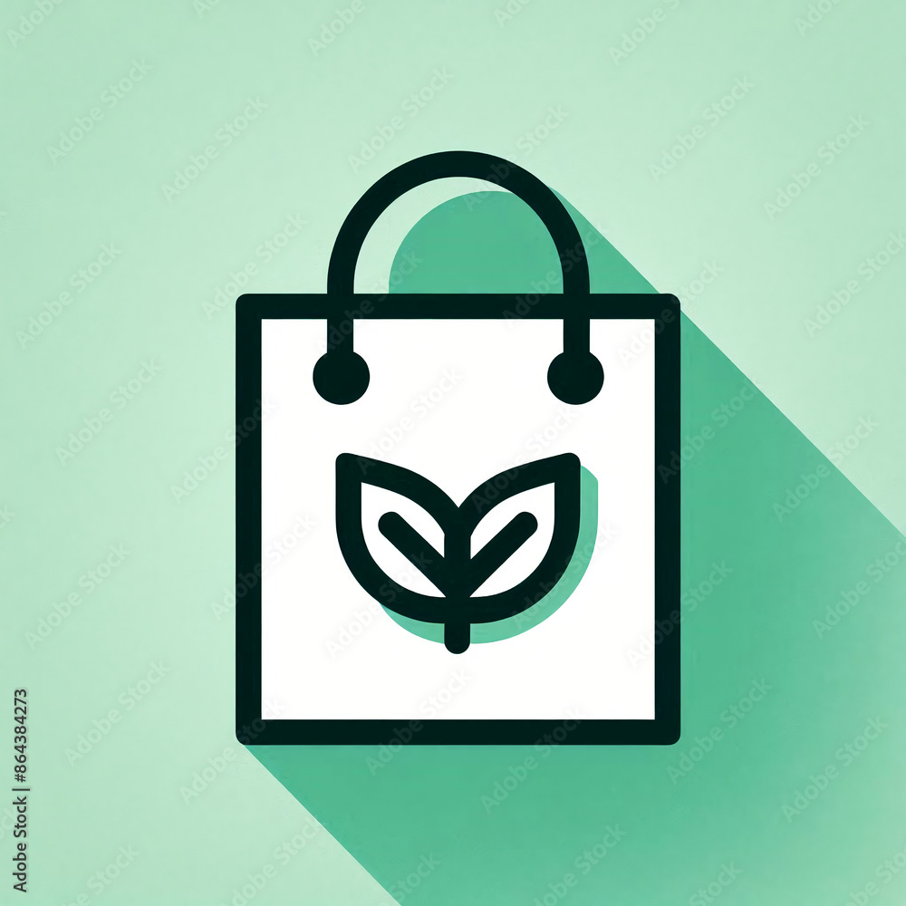 Store logo. A bag with a young shoot.Eco shopping Store logo. A bag with a young shoot.Eco shopping