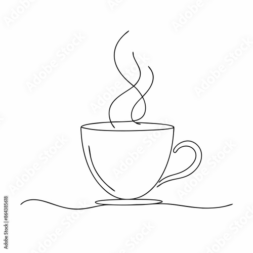 Tea Cup Line art vector illustration , outline tea cup isolated white background (18)