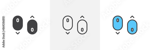 Scroll down up icon symbol collection on white background.