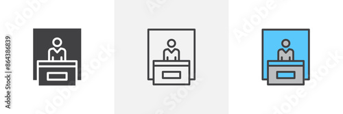 Exhibitor icon symbol collection on white background.