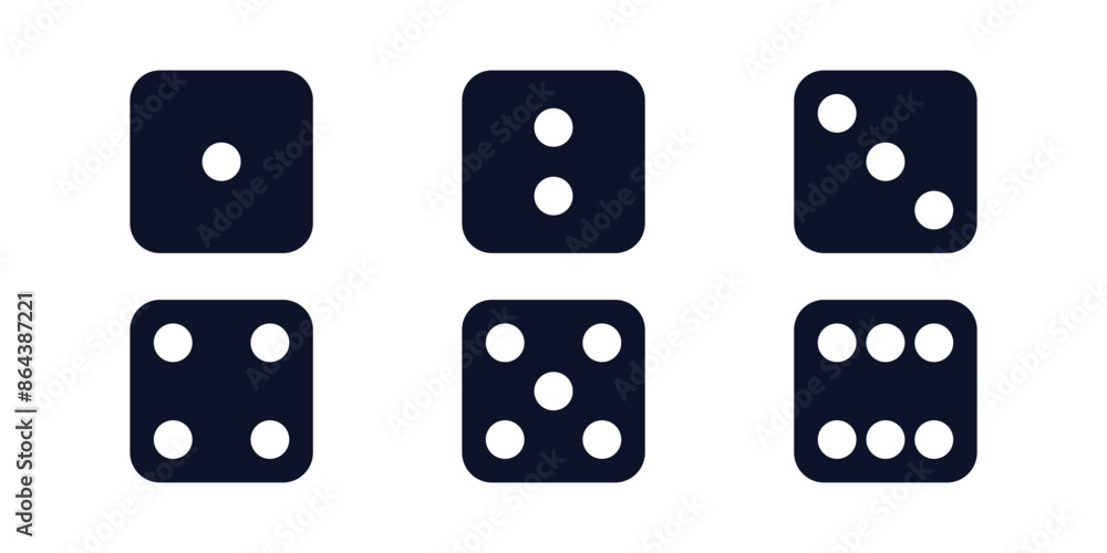Dice vector icon set. Dice gambling roll illustration vector. DICE ludo icon Dice vector icon set. Dice gambling roll illustration vector. DICE ludo icon