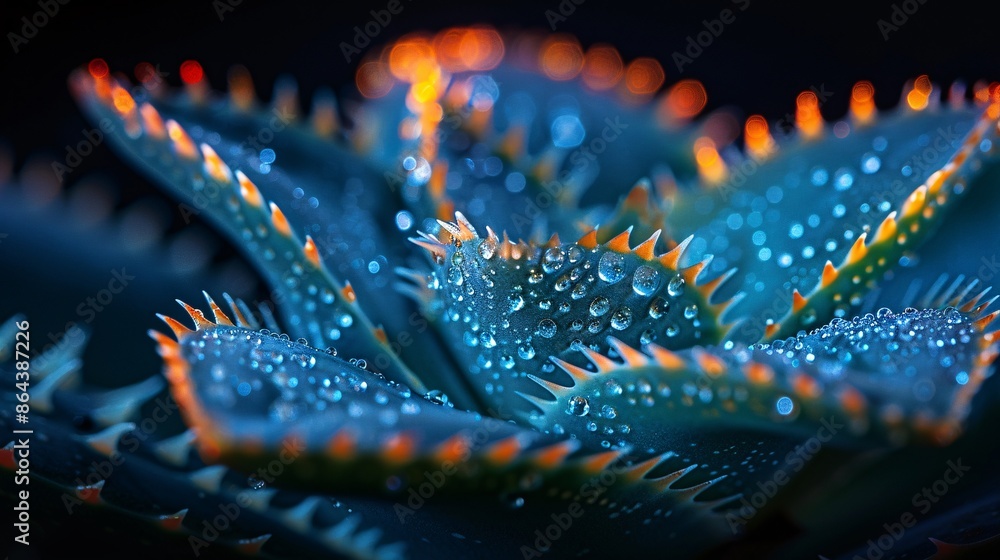 Obraz premium Aloe Vera with Dew Drops