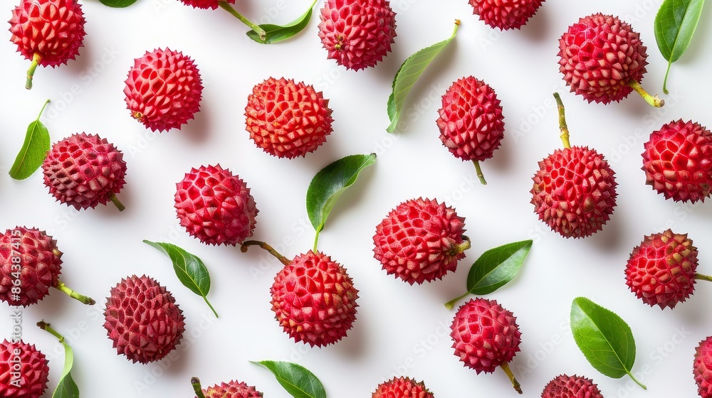 lychee fruit arranged in rows and top view lychee fruit arranged in rows and top view
