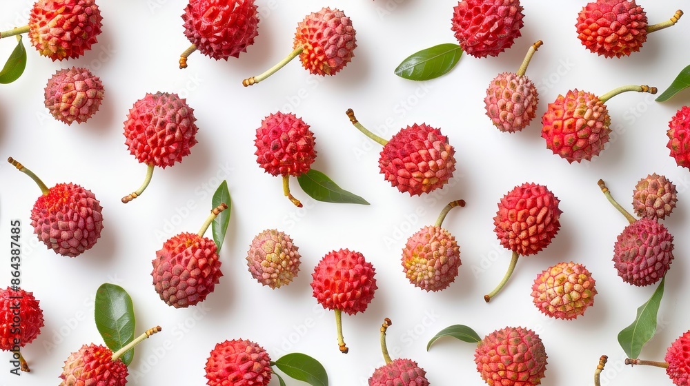 lychee fruit arranged in rows and top view lychee fruit arranged in rows and top view