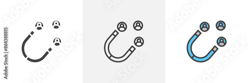Magnet user icon symbol collection on white background.