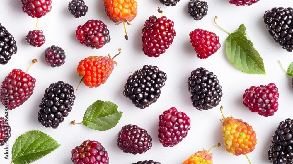 mulberry fruit arranged in rows and top view mulberry fruit arranged in rows and top view