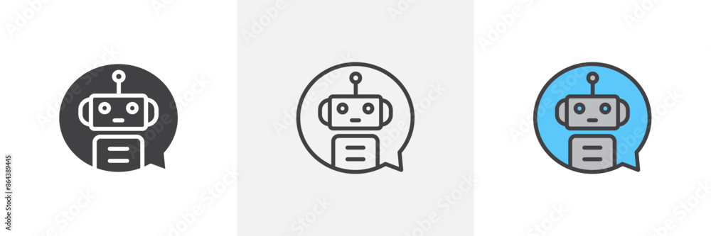 Chatbot speech bubble icon symbol collection on white background. Chatbot speech bubble icon symbol collection on white background.