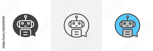 Chatbot speech bubble icon symbol collection on white background.