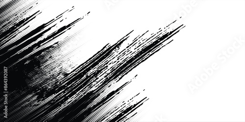 Titik-titik halftone putih dan hitam pola warna latar belakang tekstur grunge gradien. Ilustrasi vektor gaya olahraga komik seni pop titik. eps 10
