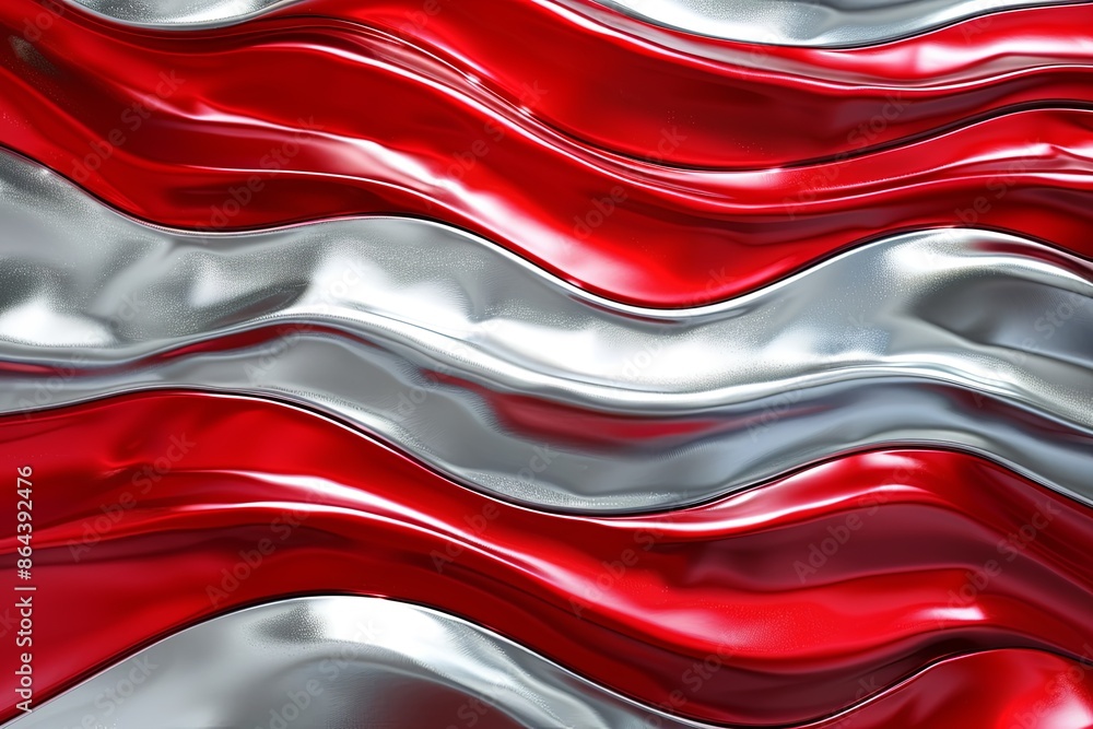 Silver red abstract wavy background created with Generative AI Silver red abstract wavy background created with Generative AI