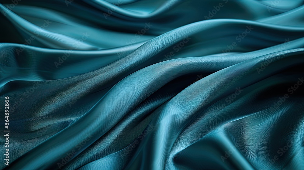 Obraz premium Teal Silk Sheen Deep teal silk, shimmering with a glossy surface, captures the allure of vibrant color and exquisite craftsmanship