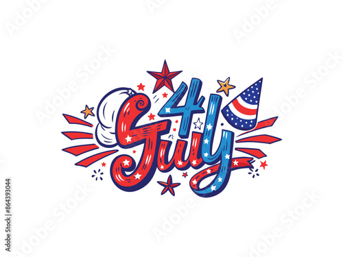 4th of July Typography design. 4th of July Sublimation Clipart, Vector illustration.