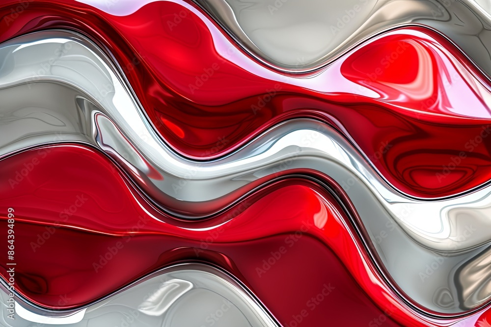 Silver red abstract wavy background created with Generative AI Silver red abstract wavy background created with Generative AI