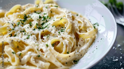 Creamy Fettuccine Alfredo with Parmesan Cheese and Parsley