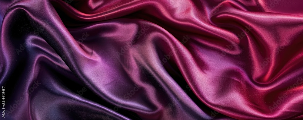 Luxurious flowing purple silk fabric background for design. Abstract, elegant, smooth, and shiny material texture. Luxurious flowing purple silk fabric background for design. Abstract, elegant, smooth, and shiny material texture.