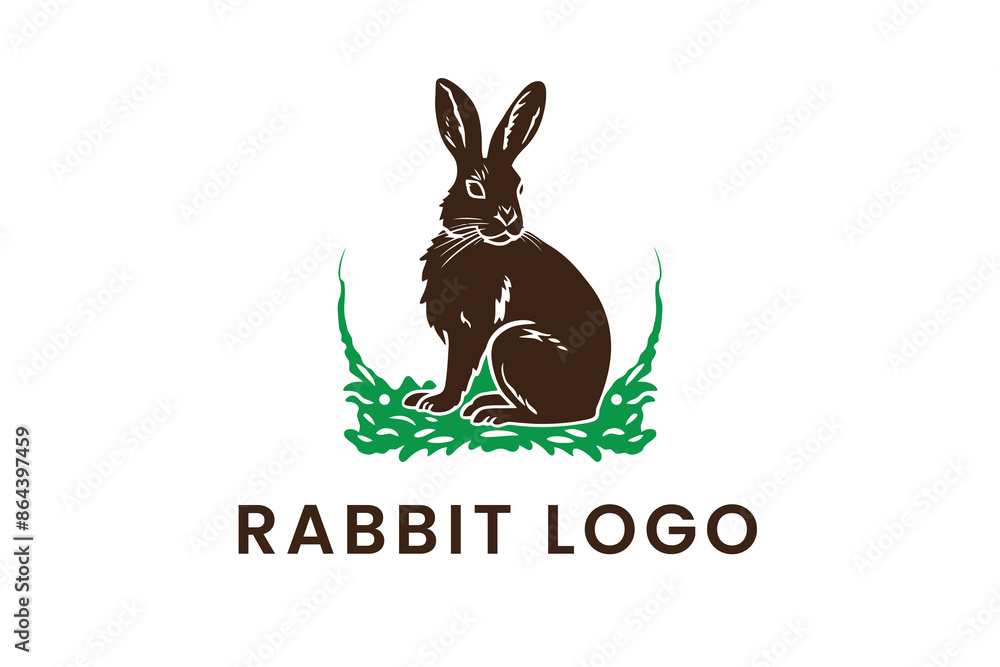 Fototapeta premium rabbit on grass Logo Vector Sublimation Design