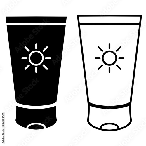 Simple sunscreen line icon. Stroke pictogram. Vector illustration isolated on a white background. Premium quality symbol. Vector sign for mobile app and web sites.