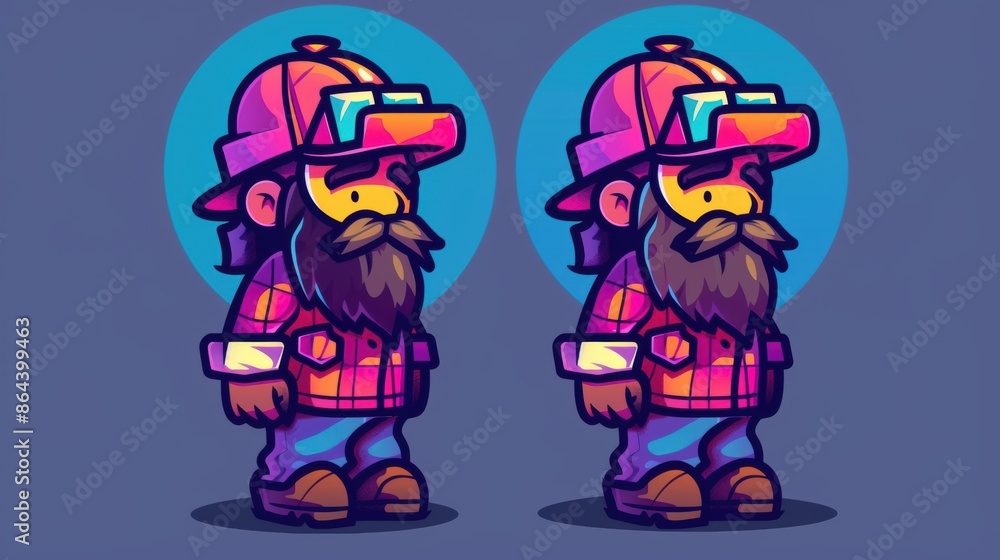 A couple of cartoon characters with hats and beards A couple of cartoon characters with hats and beards