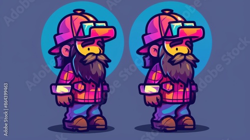 A couple of cartoon characters with hats and beards