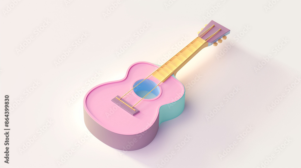 Isometric 3D cartoon icon featuring a guitar in soft pastel tones against a white backdrop, symbolizing musical innovation.
Isometric 3D cartoon icon featuring a guitar in soft pastel tones against a white backdrop, symbolizing musical innovation.