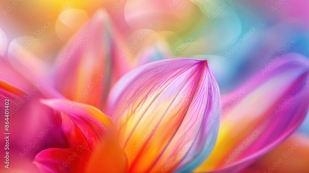 Close-up of colorful flower petals with soft focus, creating a blurred, abstract image that emphasizes the vibrant hues and delicate textures Close-up of colorful flower petals with soft focus, creating a blurred, abstract image that emphasizes the vibrant hues and delicate textures
