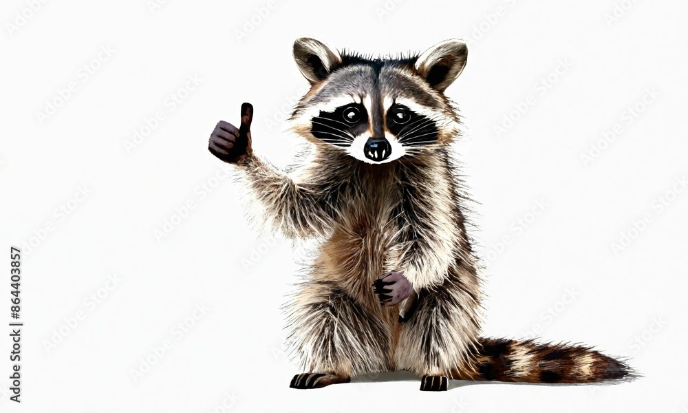 Obraz premium A raccoon giving a thumbs up isolated on white bac