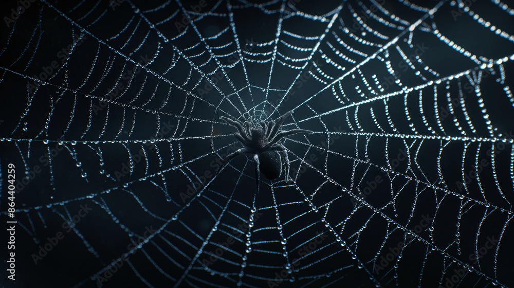 spider web with dew drops