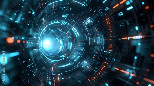 Wallpaper Mural A digital train speeding through a tunnel lined with data Torontodigital.ca