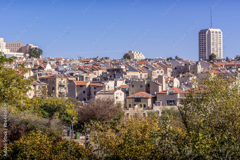 The view over Rehavia neighbourhood, the residential area, in the western part of Jerusalem, Israel.
The view over Rehavia neighbourhood, the residential area, in the western part of Jerusalem, Israel.