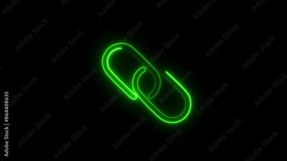 Link simple icon. Flat desing. green neon on black background. Link simple icon. Flat desing. green neon on black background.