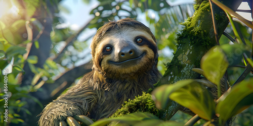 Sloth on a tree photo