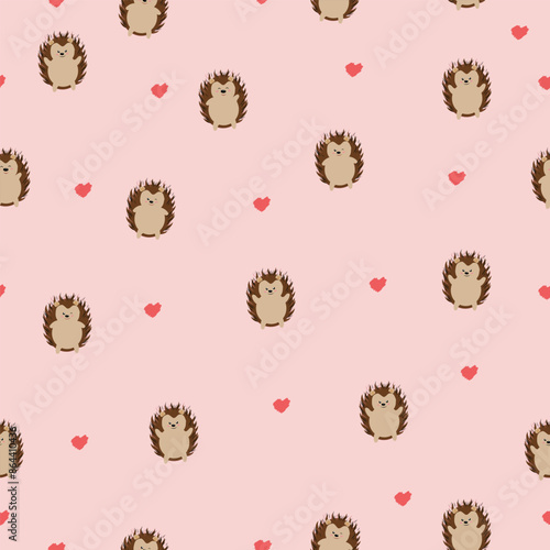 hedgehog seamless pattern in flat vector