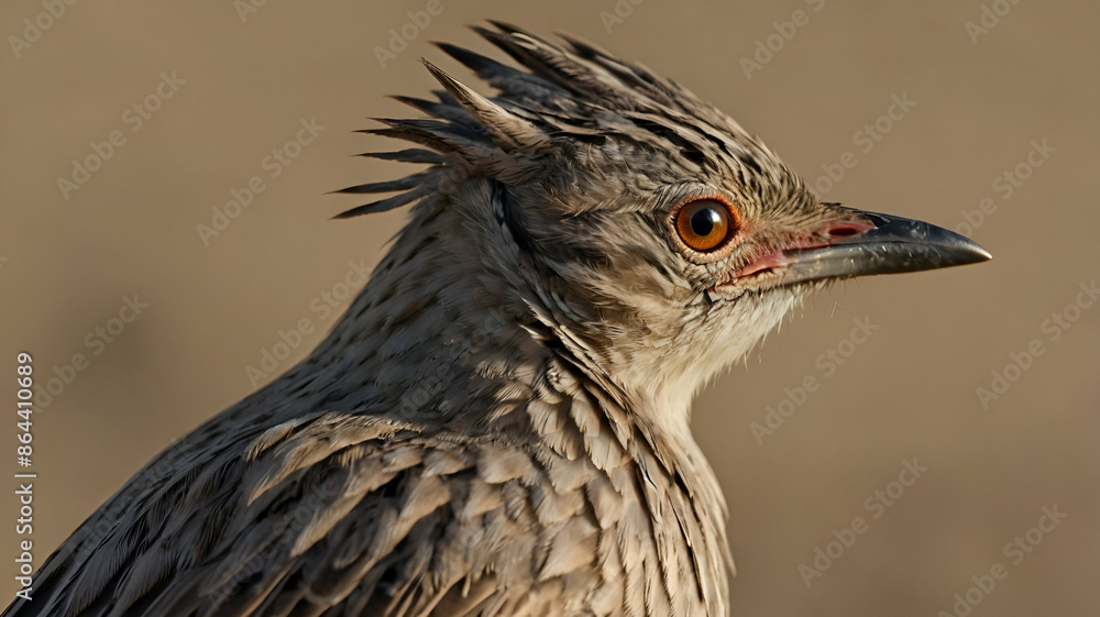 Closeup of A Crested Lark bird Closeup of A Crested Lark bird