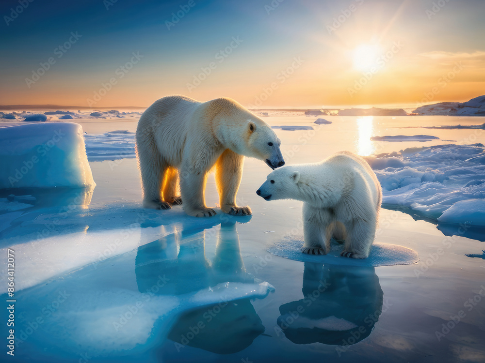 White polar bears in the natural habitat. White polar bears in the natural habitat.