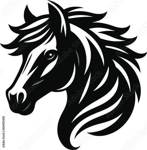 Running horse black silhouette. Vector illustration.