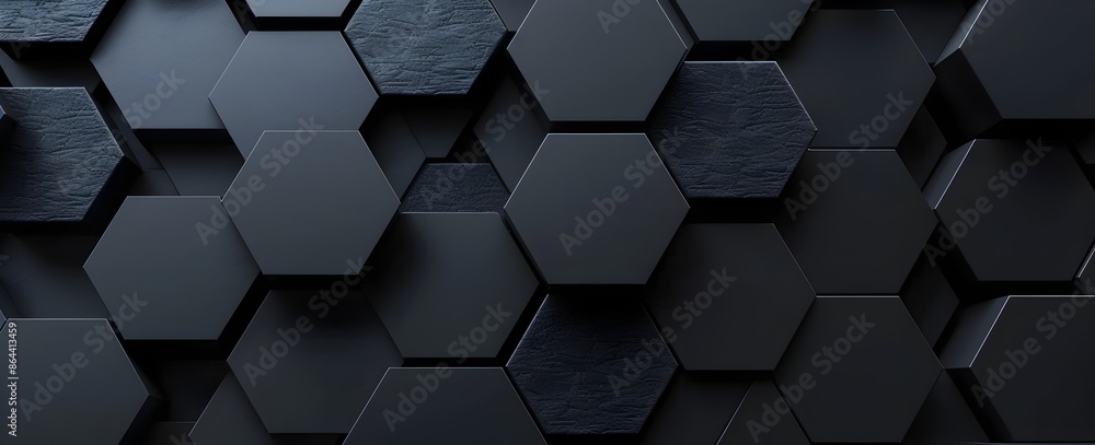3d render of dark black hexagon pattern background, abstract wallpaper with geometric shapes and texture 3d render of dark black hexagon pattern background, abstract wallpaper with geometric shapes and texture