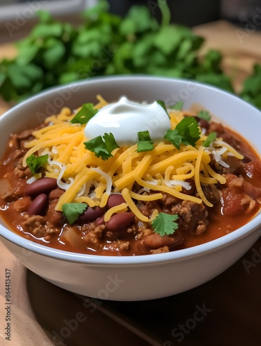 Traditional Mexican Chili Con Carne, featuring hearty minced meat and tender red beans simmered in a rich, flavorful sauce.