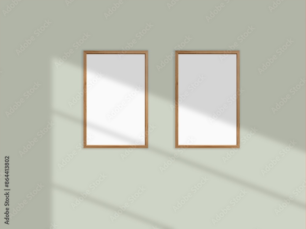 Photo frame mockup on sunshine Photo frame mockup on sunshine