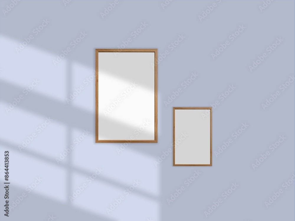 Photo frame mockup on sunshine Photo frame mockup on sunshine