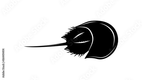horseshoe crab emblem, black isolated silhouette