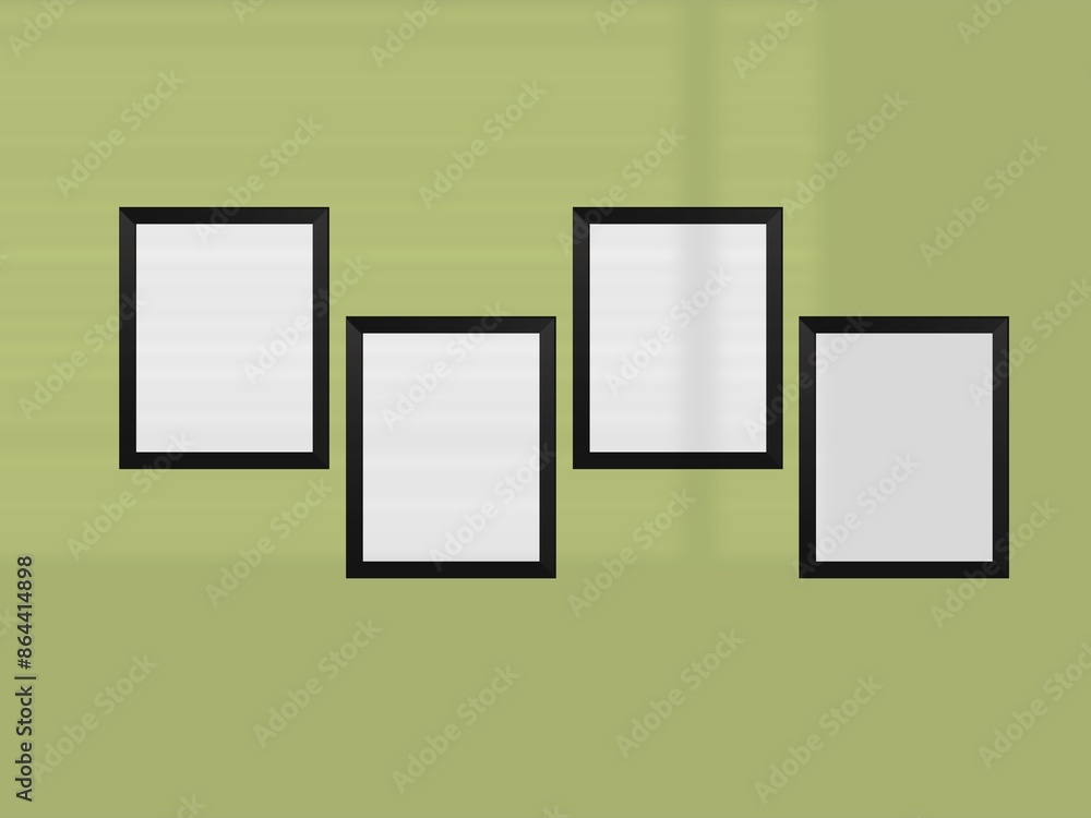 Frames on wall, gallery wall for photo, art, design presentation, frame mockup, soft pink background. Frames on wall, gallery wall for photo, art, design presentation, frame mockup, soft pink background.