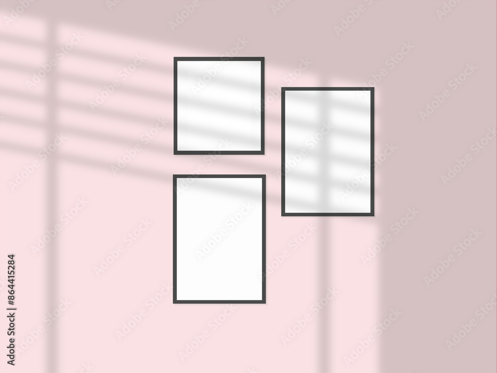 Rectangular horizontal frame hanging on a wall mockup Rectangular horizontal frame hanging on a wall mockup